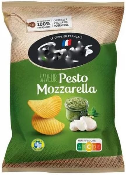 Bratts Pesto Mozzarella Crisps Crinkle Cut - Gluten Free Made with 100% French Potatoes Made in France No Perservatives No Added MSG
