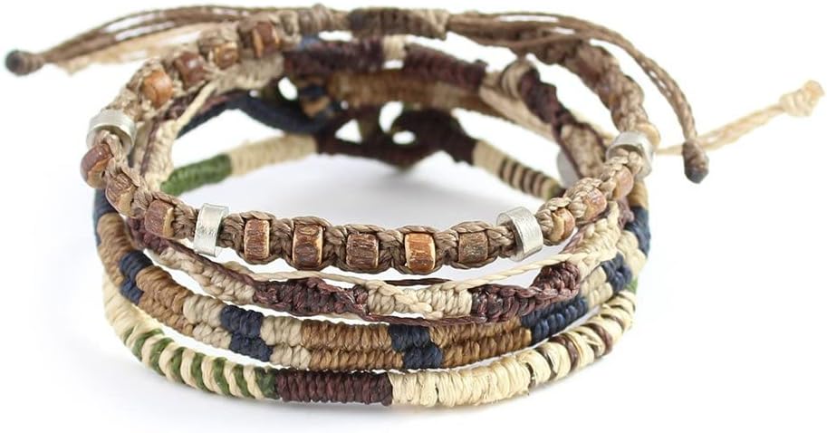 Wakami Earth Charm Bracelet Stack, Beaded Stackable Bracelets for Women