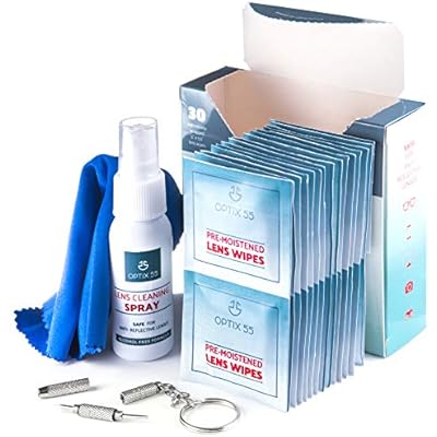 Glasses Cleaner Kit | 30 Pre-Moistened Lens Wipes, 1oz Eyeglass Cleaner Spray, Microfiber Cleaning Cloth & Eyeglass Repair Screwdriver -Safe for all Lenses - Camera Lens, Screen, Sunglass Cleaning Kit