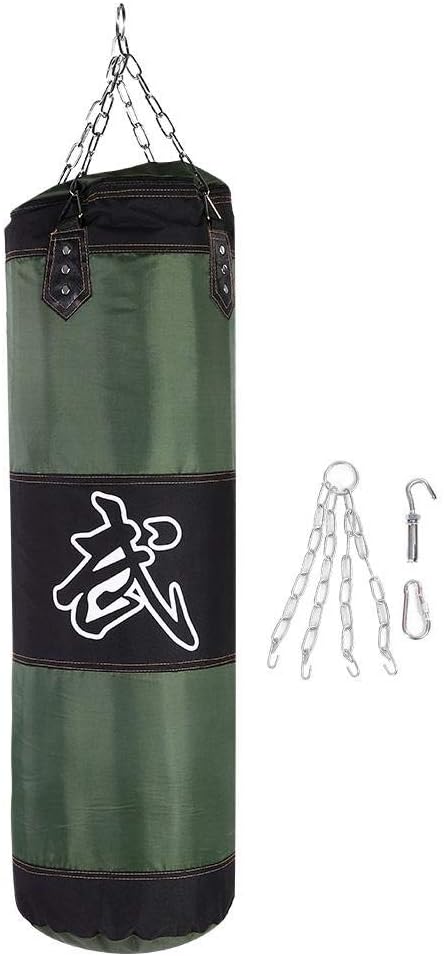 Unfilled Punching Bag, Boxing Set with Ceiling Hook Steel Chain Hand Wraps for Home Gym Muay Thai, MMA, Taekwondo Martial Arts Training