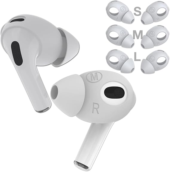 Replacement Eartips for AirPods 3rd Generation Grip Earbuds | Silicone Ear Tips, White, S/M/L