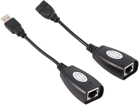 ASHATA USB 2.0 to RJ45 Ethernet Extension Adapter, Up to 150ft, Ideal for USB Cameras, Printers, Web Cameras, Keyboard, Mouse Extensions