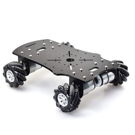 4WD 60mm Mecanum Wheel Robot Car Platform Kit with DC 12V Speed Encoder Motor for Arduino Raspberry Pi DIY Project STEM Toy (Black)