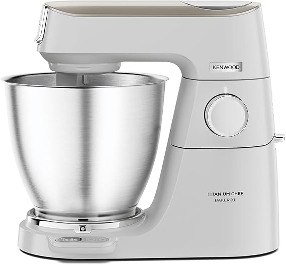 Kenwood Titanium Chef Baker XL Mutfak Şefi Beyaz 7 Lt Paslanmaz Çelik Geniş Hazne KVL65.001WH - Stand Mikser, Hamur Yoğurma Makinesi, Entegre Tartı, 1200 Watt