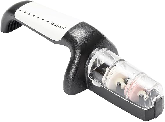 Global 2-Stage Handheld Knife Sharpener, Stainless Steel