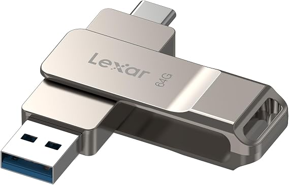Lexar D40E 64GB Dual USB 3.2 Gen 1 Type-C Jump Drive, Champagne Silver