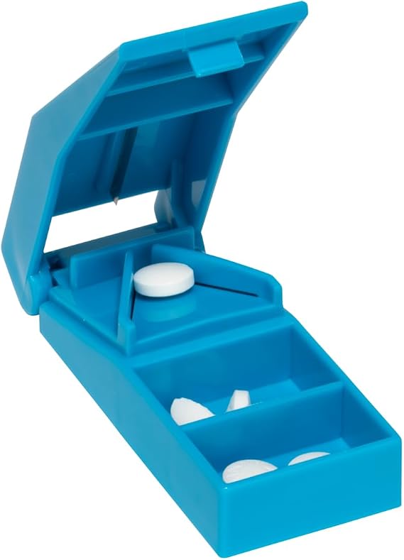 Acu-Life Pill Cutter with Storage, Cut Pills, Vitamins and Tablets, Blue