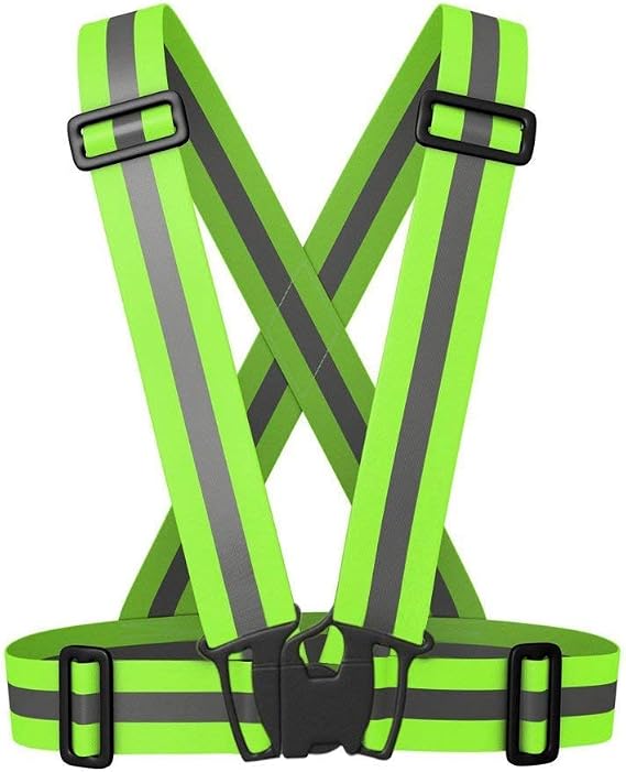 Reflective Vest Running Gear - Safety Reflector Strap Bands - High Visibility Elastic Adjustable Motorcycle Walking Reflective Vest for Men and Women (Green)