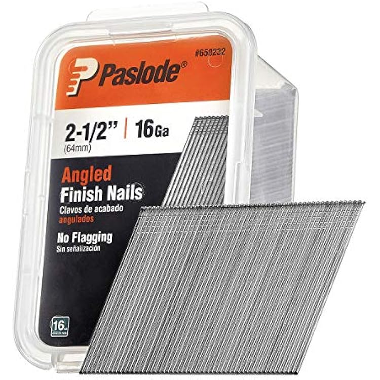 Paslode, Finishing Nail, 650232, 20 Degree Angled Galvanized, 16 Gauge, 2,000 per Box, 2 12 inch