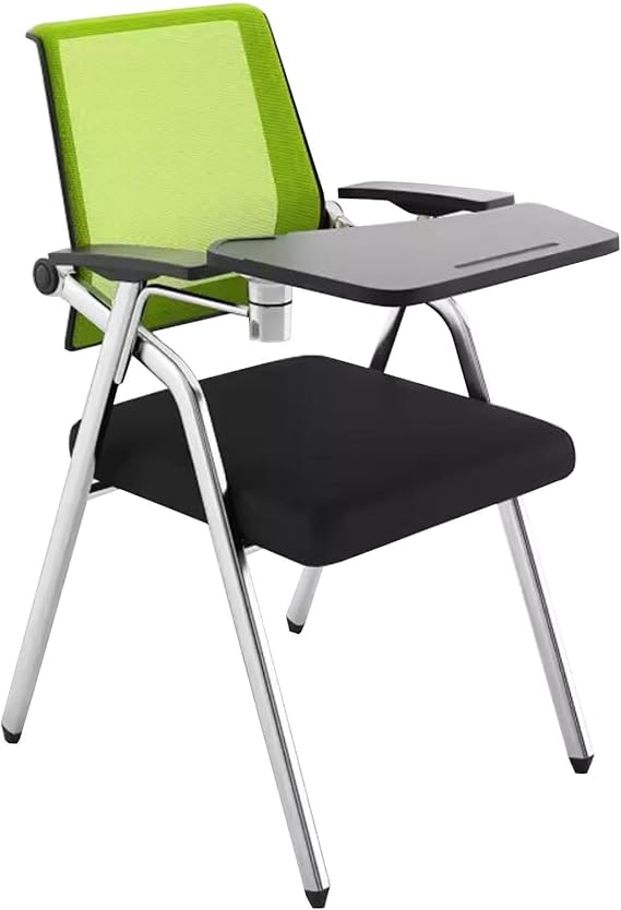 Portable Multi-Use Training Room Chair With Writing Board – Collapsible, Ergonomic Space-Saving For Meetings Events Classrooms(Green)