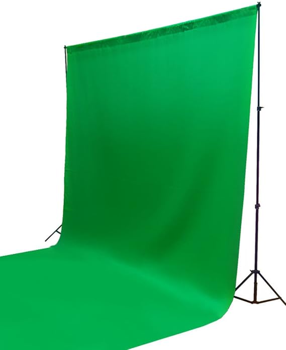 ePhotoinc Photography Photo Background Stand Backdrop Support System Kit + 10' x 10' Cotton Green Chroma Key Photo Studio Muslin Backdrop Background H41010G