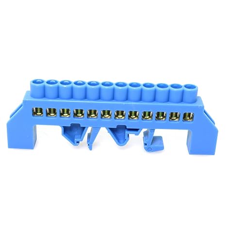 Terminal Block Terminal Bus Bar 12 Positions Screw Brass Terminal Grounding Strip Block DIN Rail Type Bottom Seat