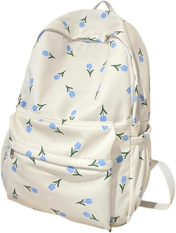 School bag Cute Preppy Bag Floral Printed Kawaii Backpack Aesthetic Laptop Daypack,daypack Backpacks-tulips