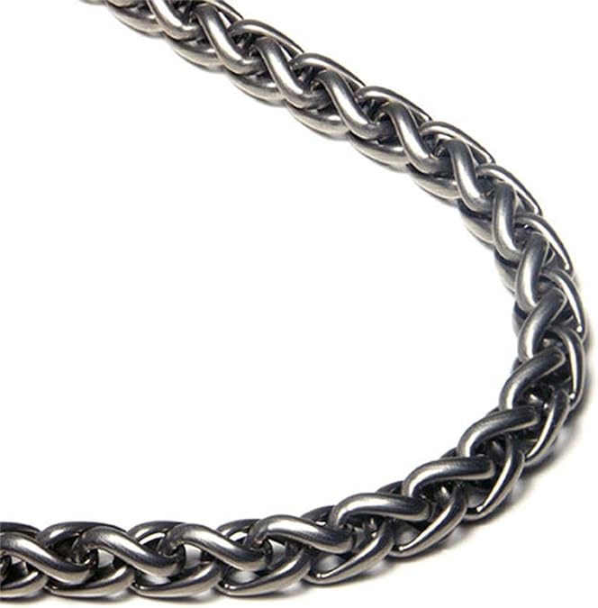 True Titanium 7MM Wheat Chain Link Necklace