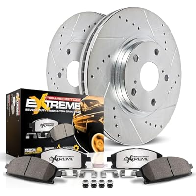 PowerStop Rear Brake Kit For Ford F-150 2012-18 - Truck & Tow Carbon Fiber Ceramic Brake Pads  Drilled & Slotted Rotors Upgrade, K6271-36