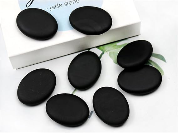 8Pcs Small Basalt Hot Massage Stones Rock Spa Massagers Stones for Women&Men 1.18  1.56in Black
