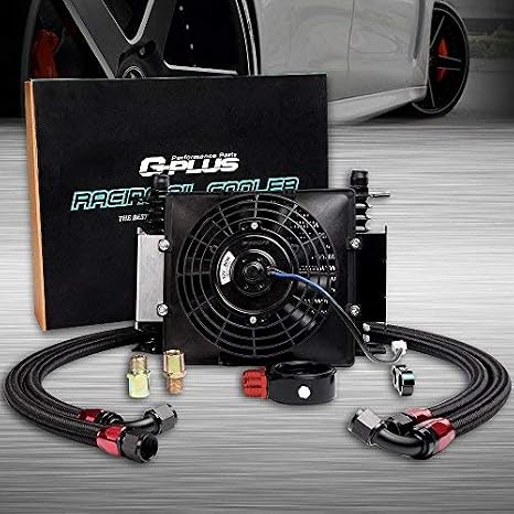 15 Row 10AN Universal Transmission Engine Aluminum Oil Cooler Kit + Oil Filter Adapter + 7" Electric Cooling Fan