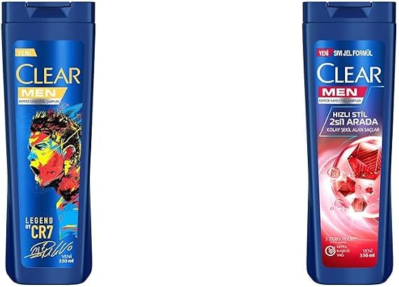 Clear Men Dandruff Effective Shampoo Legend By CR7 Cristiano Ronaldo 350 ml(2) Clear Men Dandruff Effective Shampoo Quick Style 2 in 1 Easy to Shape Hair 350 ml Blue(1)