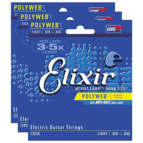 3 Sets of Elixir 12050 Polyweb Light Electric Strings 10-46