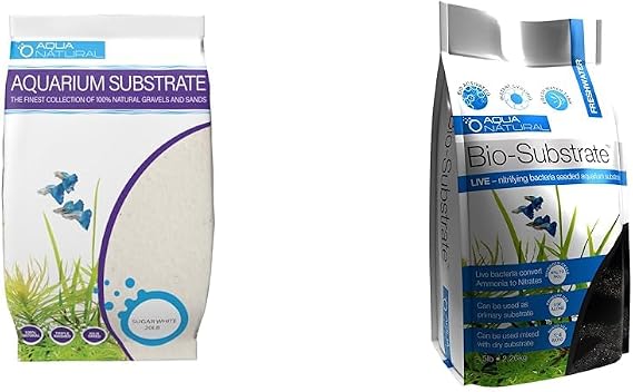 Aqua Natural 10lb Sugar White Sand and 5lb Galaxy Sand Bio-Substrate for Aquariums, Aquascaping, Vivariums and Terrariums