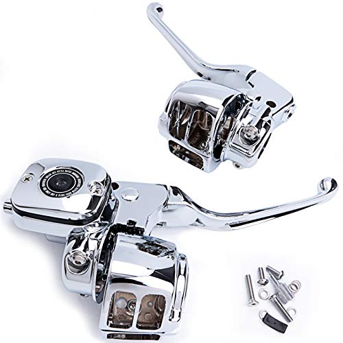 Handlebar Hand Control Kit 916 Inch Bore Master Cylinder for 96-06 Single Disc Harley Softail Dyna Chrome