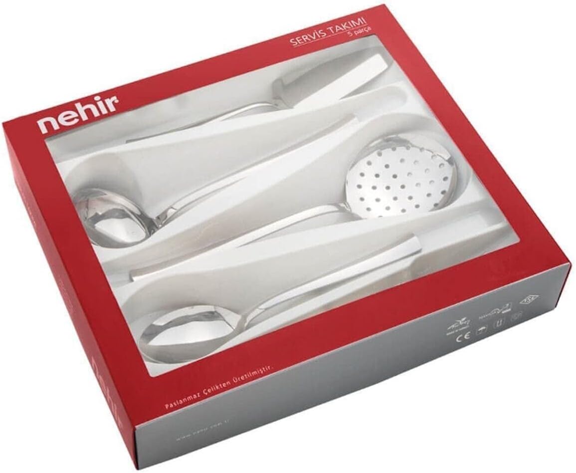 Nehir Deniz Plain 5 Piece Stainless Steel Service Set