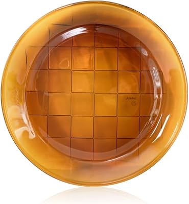 HMM X Akame - Woven Plate - 6.3 Inch Recycled Glass Plate for Salad & Dessert, Small Round Vintage Style Dish with Artisanal Basket Weave Design, SGS Certified - Amber