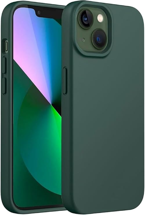 GGM GİYİM & AKSESUAR iPhone 13/14/15 ile Uyumlu İçi Kadife Dışı Mat Yapıya Sahip Koruma Sağlayan Lansman Silikon Kılıf (Yeşil)