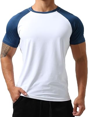 Mens Gym Muscle Short Sleeve Sweat Workout Shirts Quick Dry Stretchy Athletic T-Shirts for Men T77