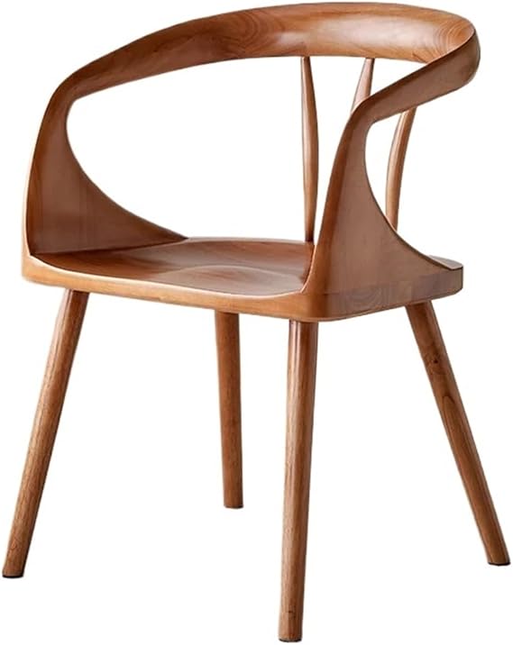 Kitchen Solid Wood Dining Chair With Armrest Backrest Modern Minimalist Coffee Living Room Kitchen Furniture Lounge(Cherry color)