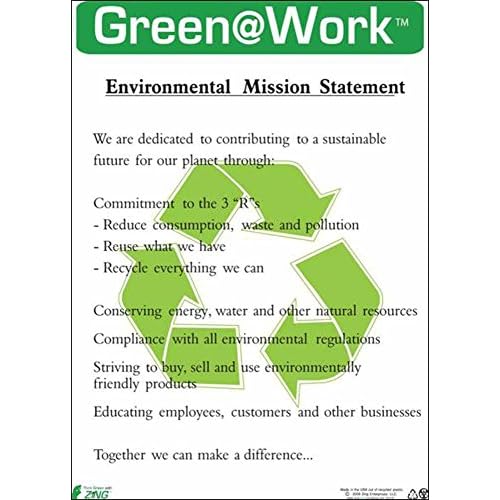 Zing Green Products 5008 Green at Work Environmental Mission Statement Poster, 22 Length, 16 Width