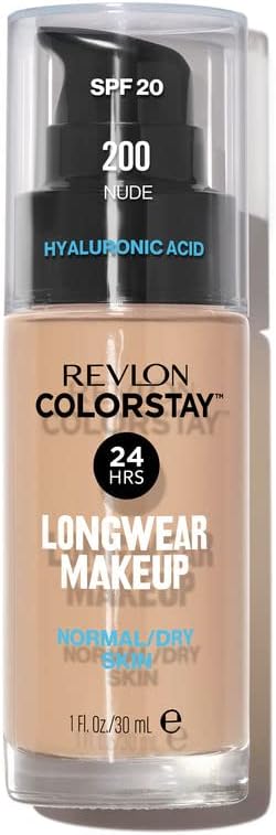 Revlon ColorStay Liquid Foundation Makeup for Normal/Dry Skin SPF 20, Longwear with Medium-Full Coverage & Natural Finish, Oil Free, (200), 30ml