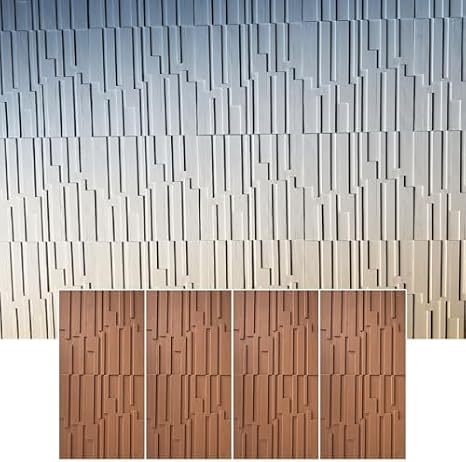 3d Decorative Wall Paneling, 4 Pcs Wall Panels 3d Wood Grain PU Panels, Decorative Wall Texture Panels for Interior Exterior Wall Decor, Living Room Bedroom 3d Wall Paneling(Brown)