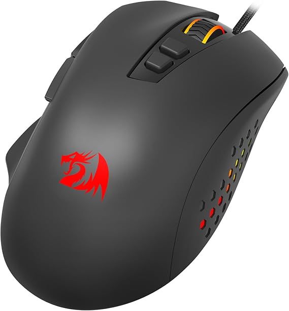 Redragon - Roadmaster M723 - Gaming Mouse - 12400 DPI Adjustable Wired Optical Gaming Mouse - 7 Programmable Buttons - 5 Backlit Modes - Max 12400DPI - 180CM High-Speed USB Braided Cable