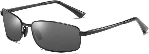 ZHILE Wrap Polarized Sunglasses Rectangular Metal Frame Classic Style Large Size