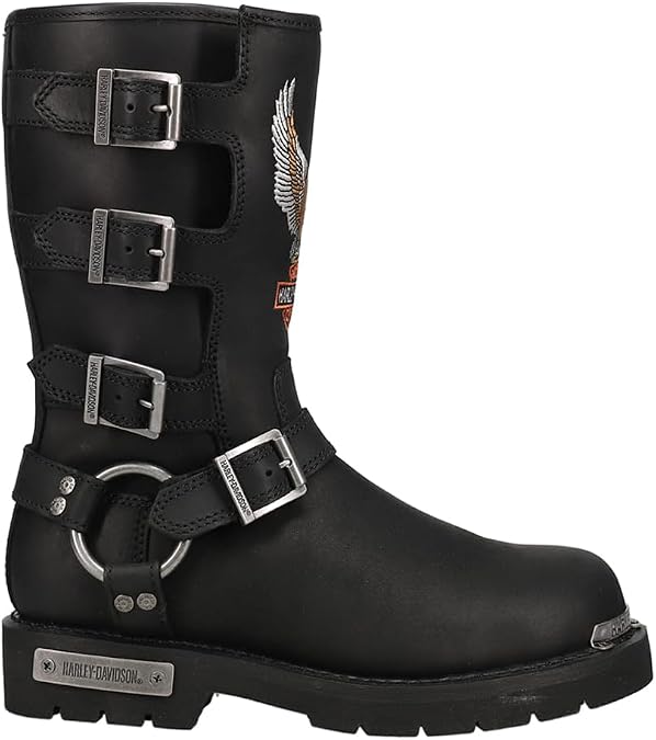 Harley-Davidson Footwear Womens Carrigan Metallic Stud Zippered Motorcycle Casual Boots Ankle Low Heel 1-2"