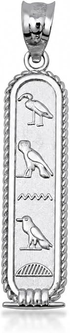 Gold Ancient Egyptian Cartouche Hieroglyphics Amulet Pendant Necklace | 10K or 14K Yellow, Rose, or White Gold | Choice of Pendant Only or Chain Length