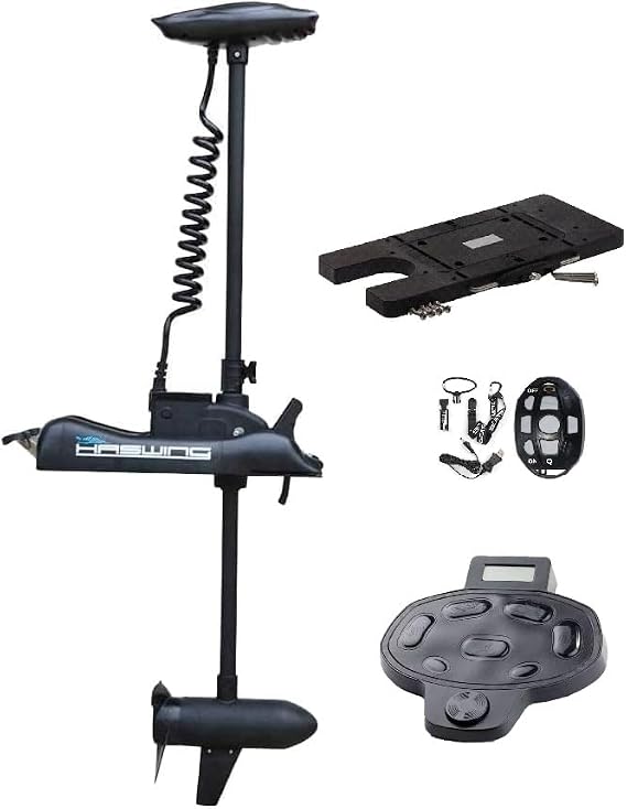 Haswing 80lbs 48in Bow Mount Trolling Motor- Remote & Foot, Quick Release | 164ft Wireless Remote Range, 33ft Wireless Foot Range, Up to 21ft Boats, Fresh & Saltwater Ready, Black