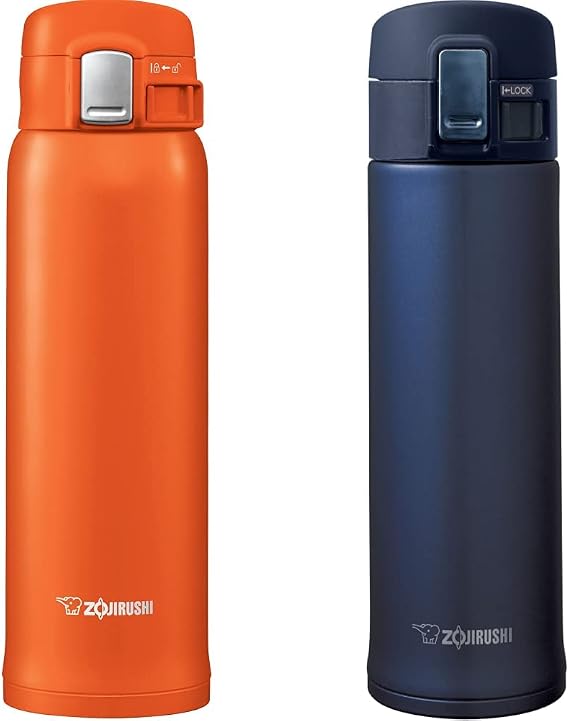 Zojirushi Stainless Steel Mugs, 20 ounce Vivid Orange and 16oz Smoky Blue