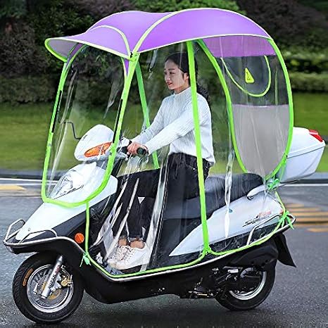 Motorcycle Umbrella Cover - Waterproof Scooter Canopy with Sun & Rain Protection, Universal Fit for Electric Bikes