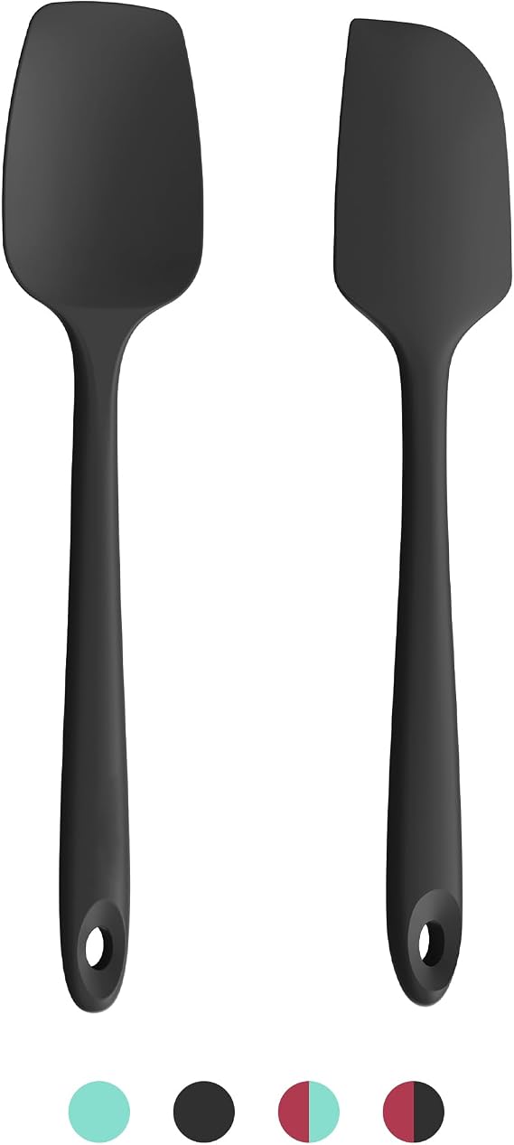 Doosu Silicone Scraper & Spoon 315℃ Heat Resistant 2-Piece Set Black