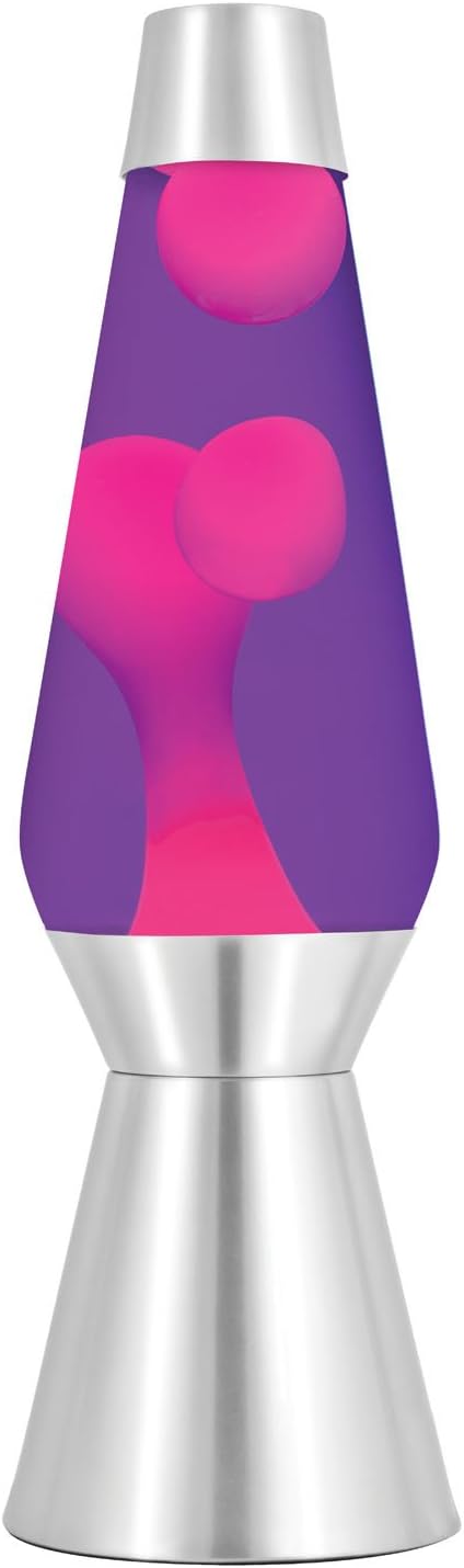 Lava the Original 27 Inch Silver Base Grande Lamp with Pink Wax in Purple Liquid, Pink Purple