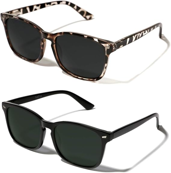 TIJN Polarized Sunglasses for Womens and Mens,Classic Square Frames Shades for UV Protection, Stylish and Trendy Sunnies