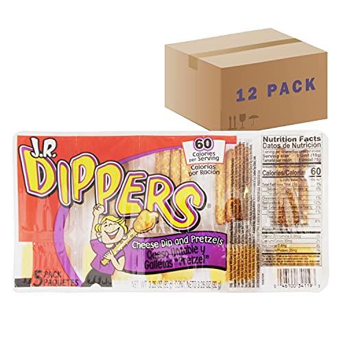 J.R. Dippers Cheese Dip & Pretzel Sticks Snacks 12 Packs