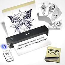 iDPRT Tattoo Stencil Printer,Wireless Thermal Tattoo Printer with 10pcs Tattoo Transfer Paper,Bluetooth Portable Tattoo Machine for Artists & Beginners,Compatible with Smartphone/Tablet/PC