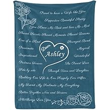 to My Wife Personalized Blankets, Customized Name Blankets for Wife, Custom Blankets for Women(Blue,30"40")