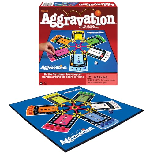 Aggravation with Retro Artwork by Winning Moves Games USA, The Classic Marble Race Game, Great for Kids, for 2 to 6 Players, Ages 6
