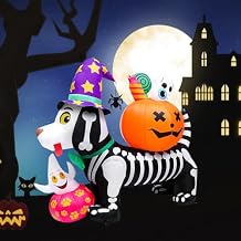EZONE 2025 (4-11Ft) Halloween Inflatable Outdoor Decoration- Archway, Animated, Blow Ups with Built-in LEDs, Self-Inflating, Weather Proof for Yard Party Garden (Skeleton Dog 4-Feet)