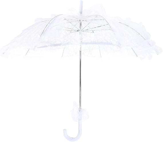 Sixx Lace Parasol, Bridal Lace Cotton Umbrella for Wedding Parties, Dancing Photography Prop, Kids Gift (White)