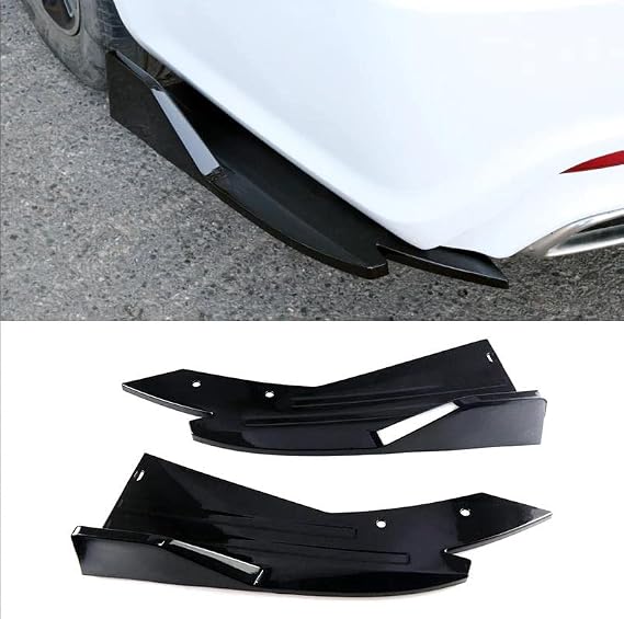 NINTE Rear Bumper Splitter Universal Fit 2 Pieces ABS Gloss Black Wrap Angle Diffuser Guard Fender Protection